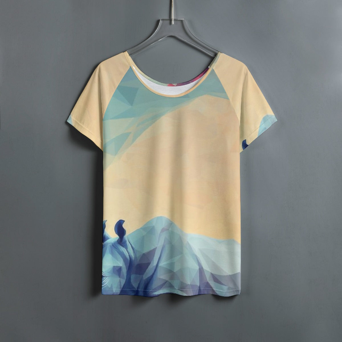 All-Over Print Women's Round Neck T-shirt With Raglan Sleeve