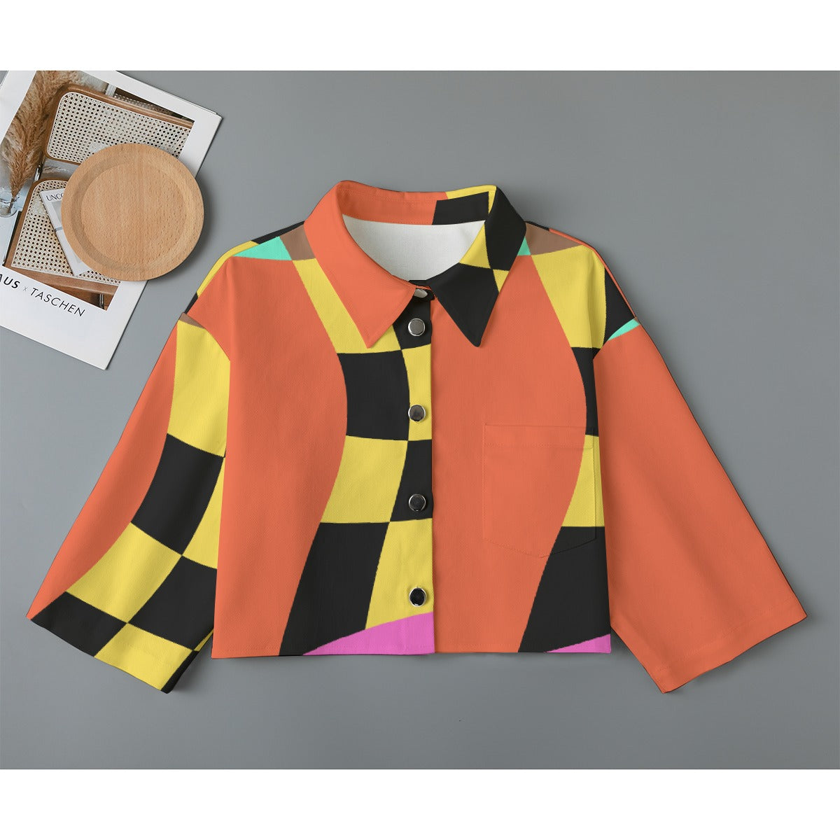 All-Over Print Women's Cropped Jacket | 245GSM Cotton