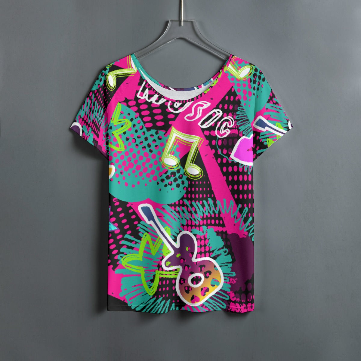 All-Over Print Women's Round Neck T-shirt With Raglan Sleeve