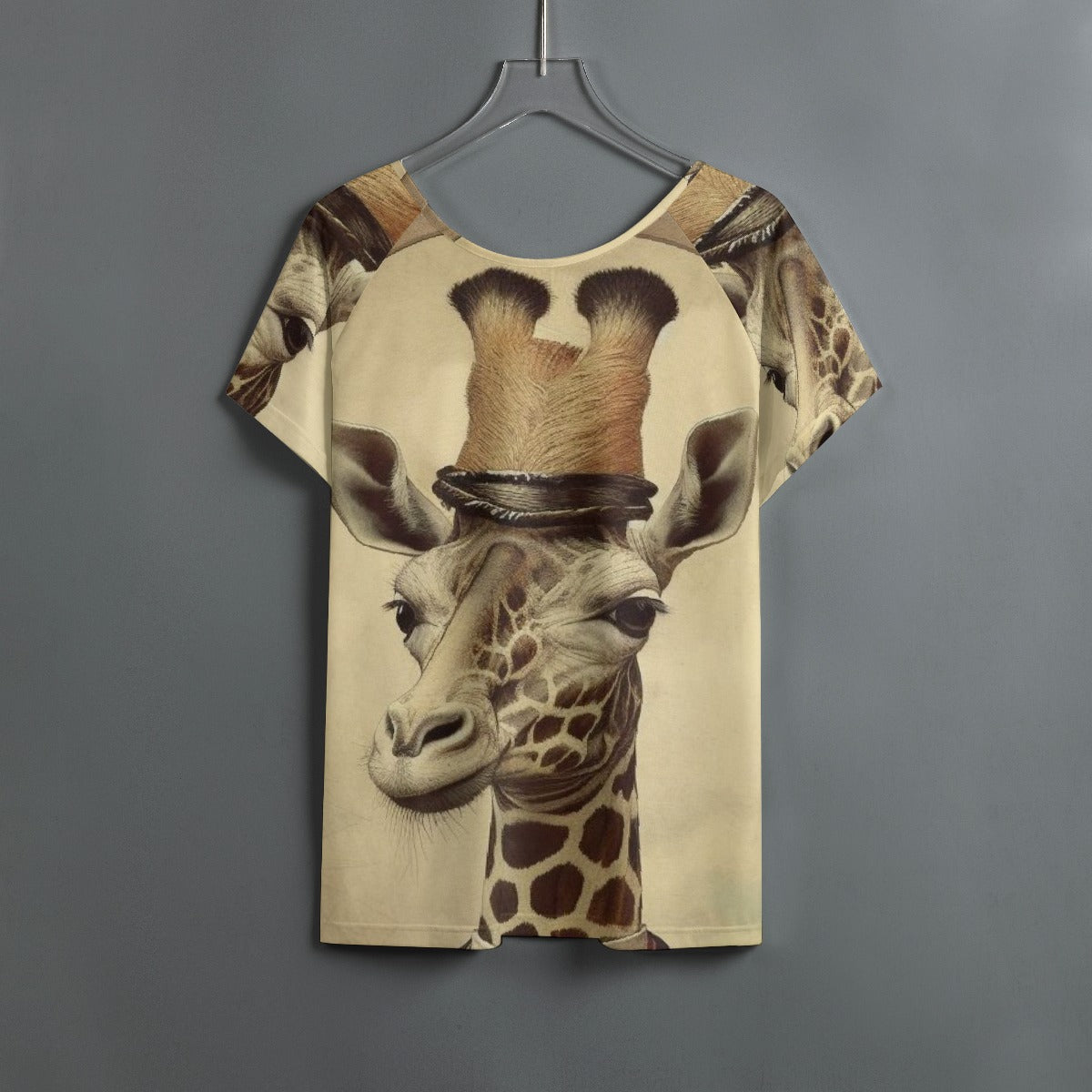 All-Over Print Women's Round Neck T-shirt With Raglan Sleeve