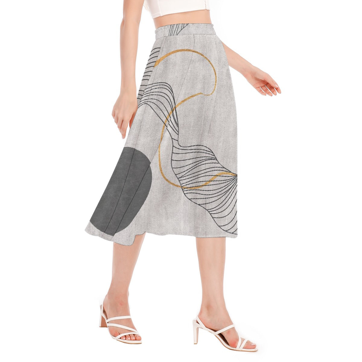 All-Over Print Women's Long Section Chiffon Skirt