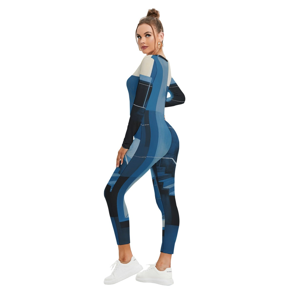 All-Over Print Women's Plunging Neck Jumpsuit