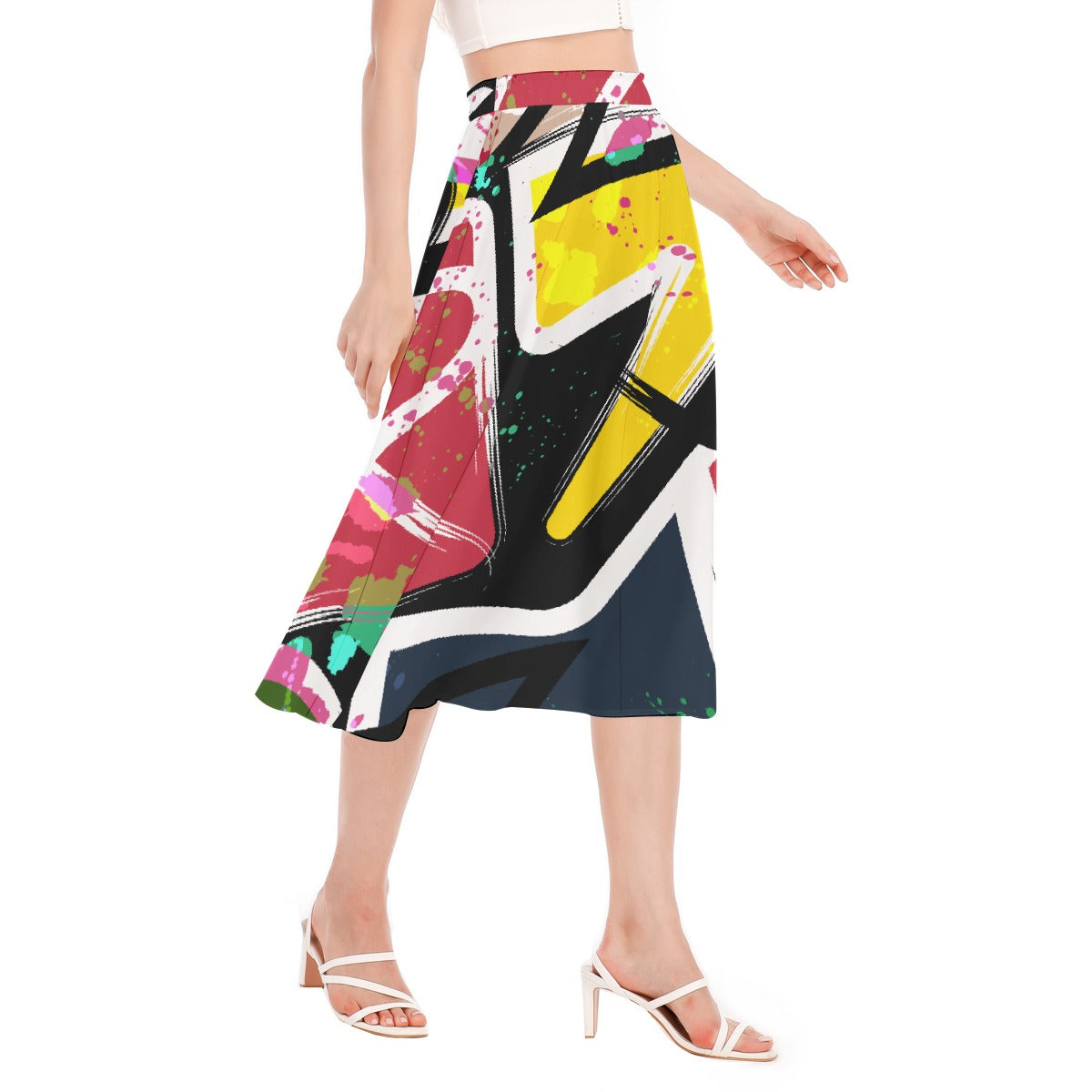 All-Over Print Women's Long Section Chiffon Skirt