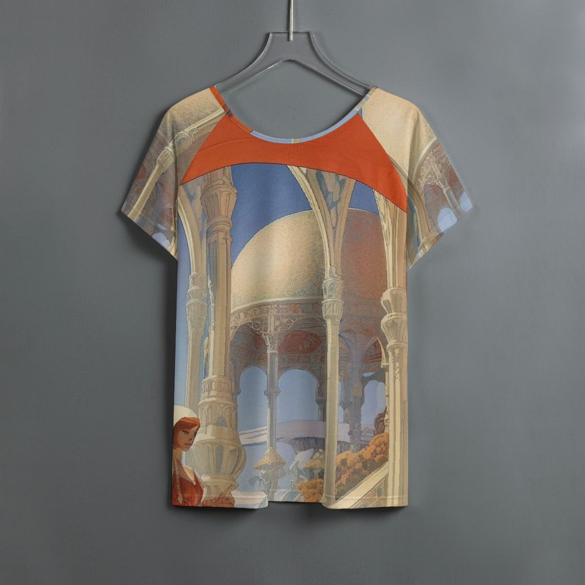 All-Over Print Women's Round Neck T-shirt With Raglan Sleeve