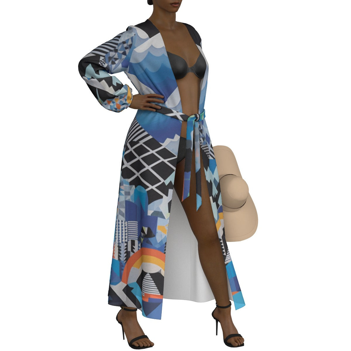 All-Over Print Women's Lace-up Chiffon Robe