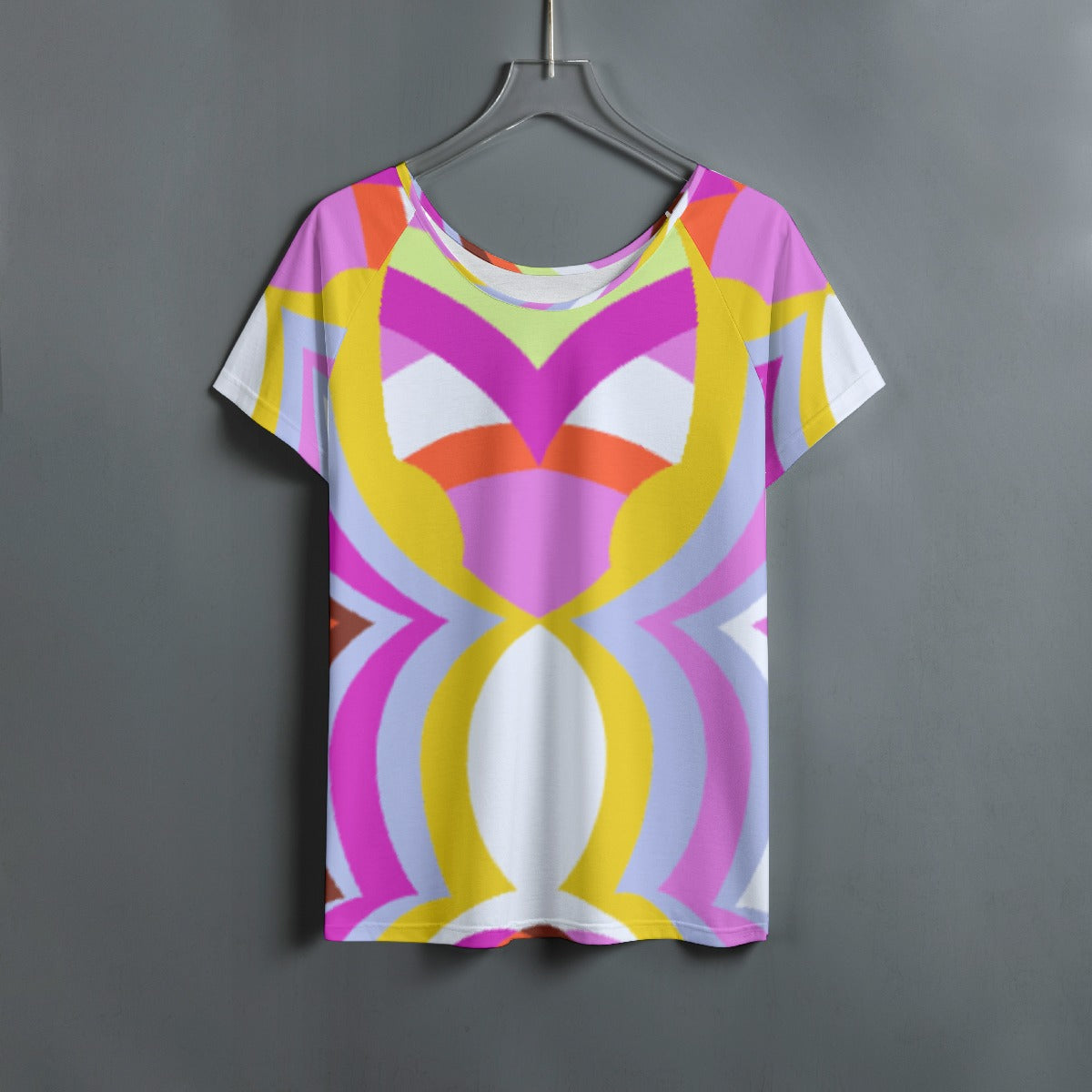 All-Over Print Women's Round Neck T-shirt With Raglan Sleeve