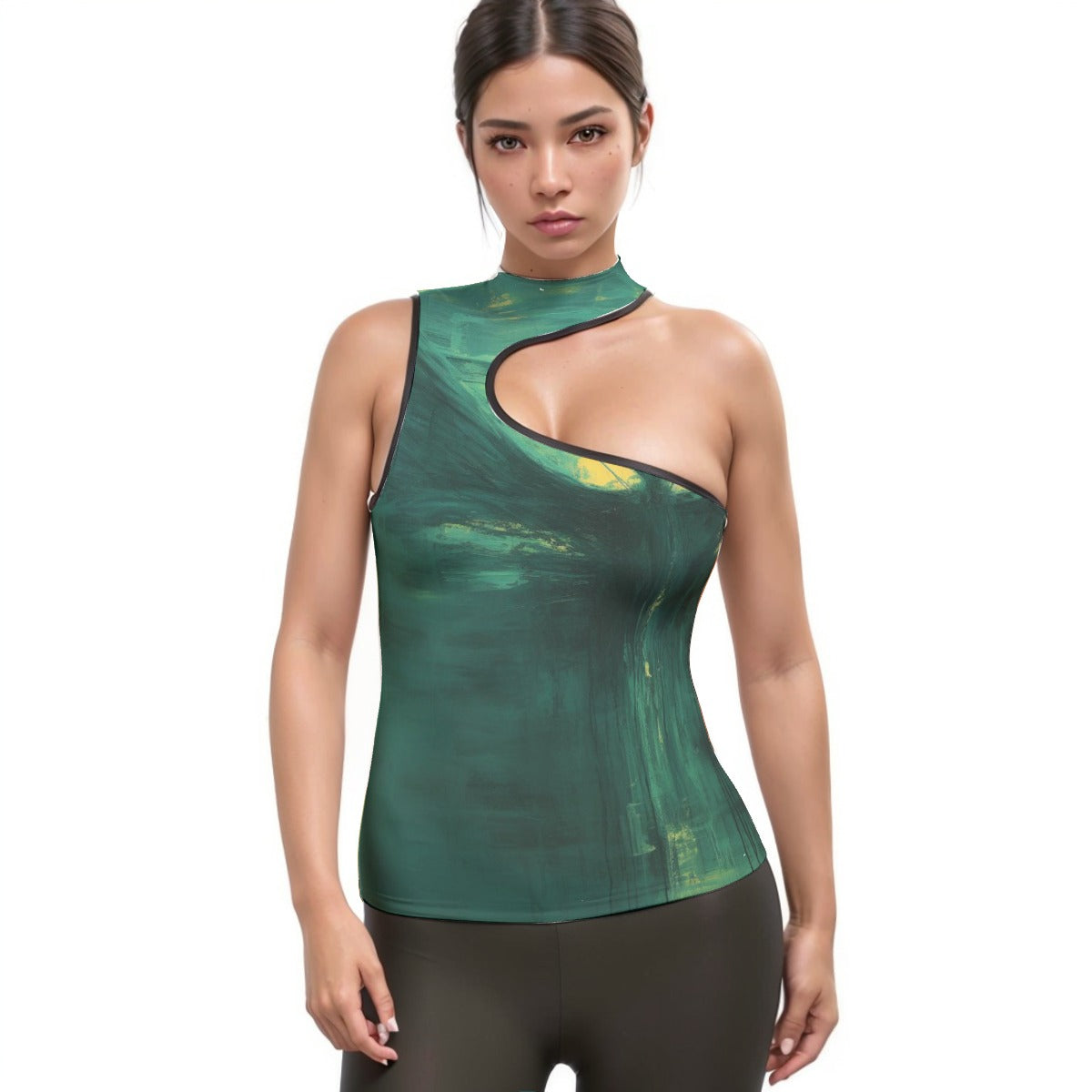 All-Over Print Women's Halter Sleeveless Asymmetrical Tank Top