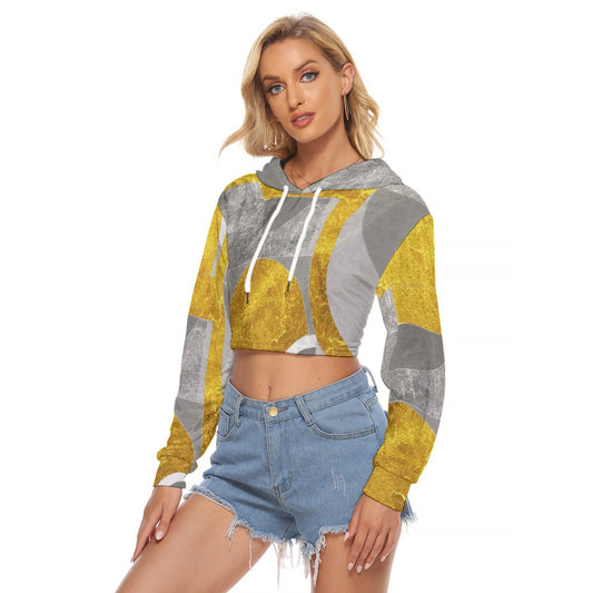 All-Over Print Women's Crop Top Hoodie|Velvet