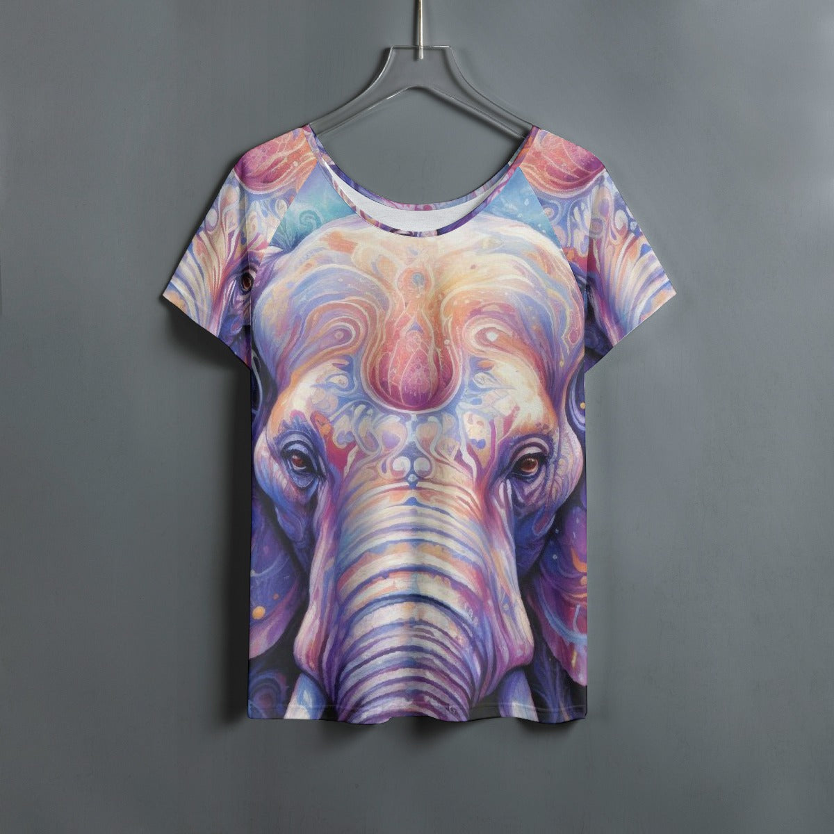 All-Over Print Women's Round Neck T-shirt With Raglan Sleeve