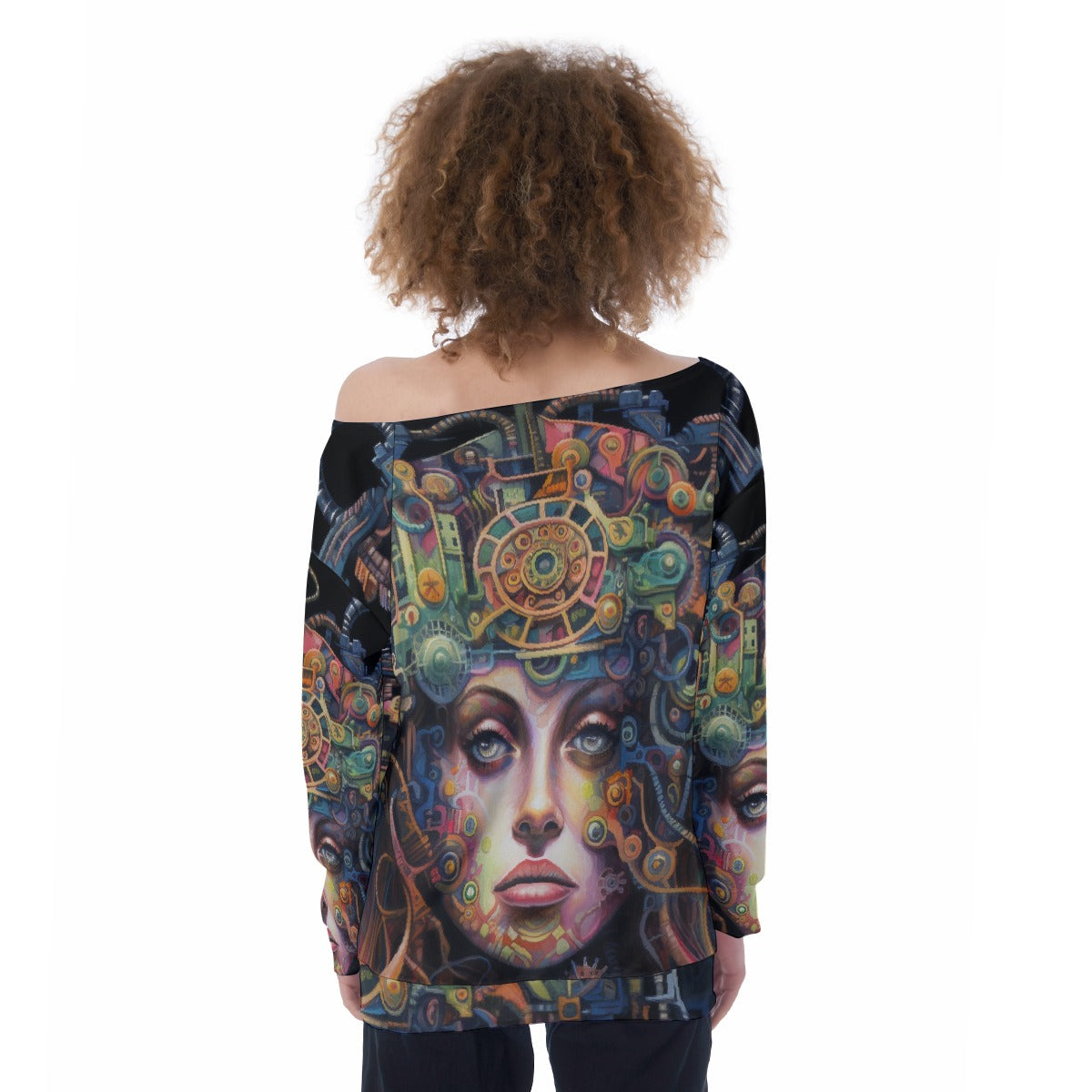 All-Over Print Oversized Women's Off-Shoulder Sweatshirt