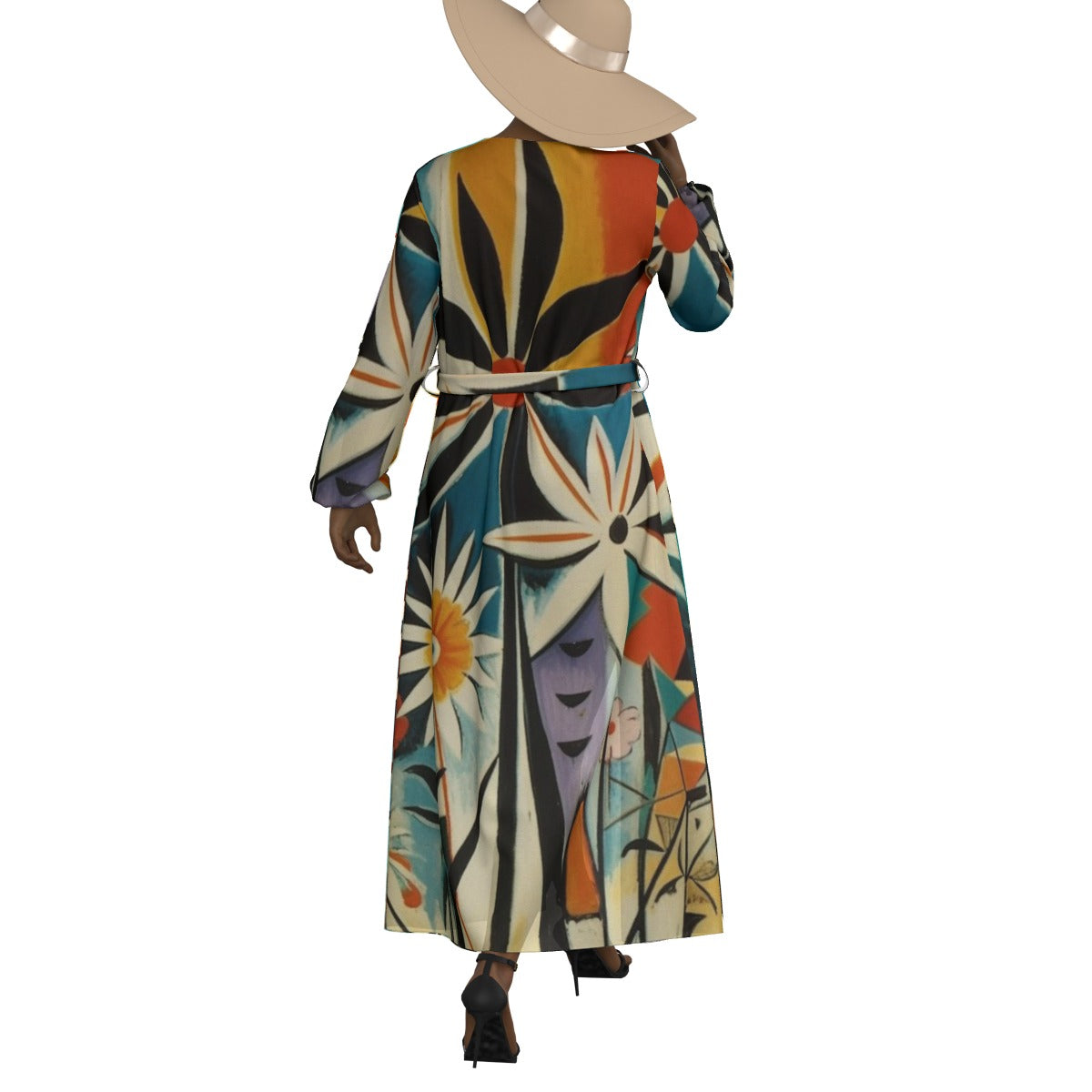 All-Over Print Women's Lace-up Chiffon Robe