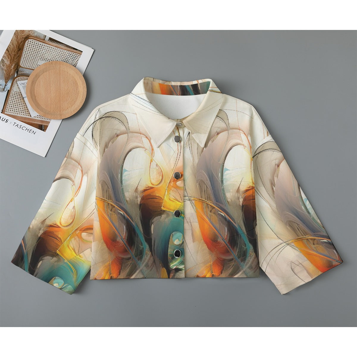 All-Over Print Women's Cropped Jacket | 245GSM Cotton