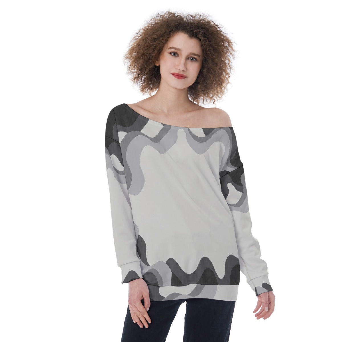 All-Over Print Oversized Women's Off-Shoulder Sweatshirt