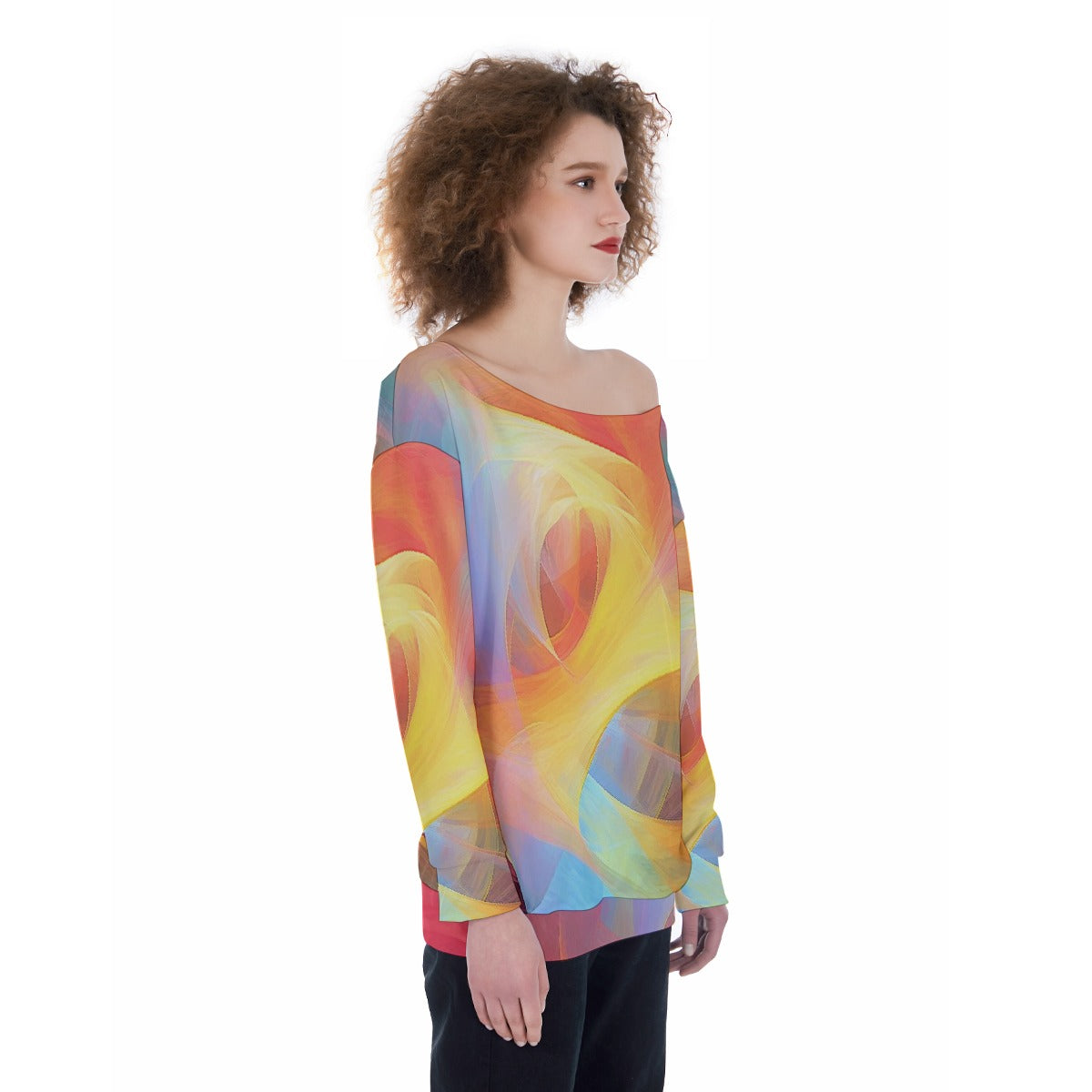 All-Over Print Oversized Women's Off-Shoulder Sweatshirt