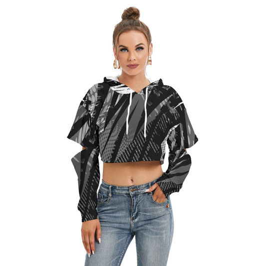 All-Over Print Women's Heavy Fleece Hoodie With Hollow Out Sleeve