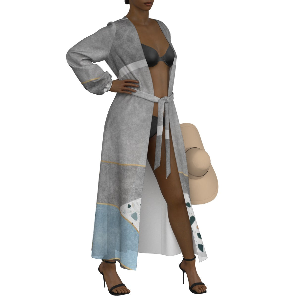 All-Over Print Women's Lace-up Chiffon Robe