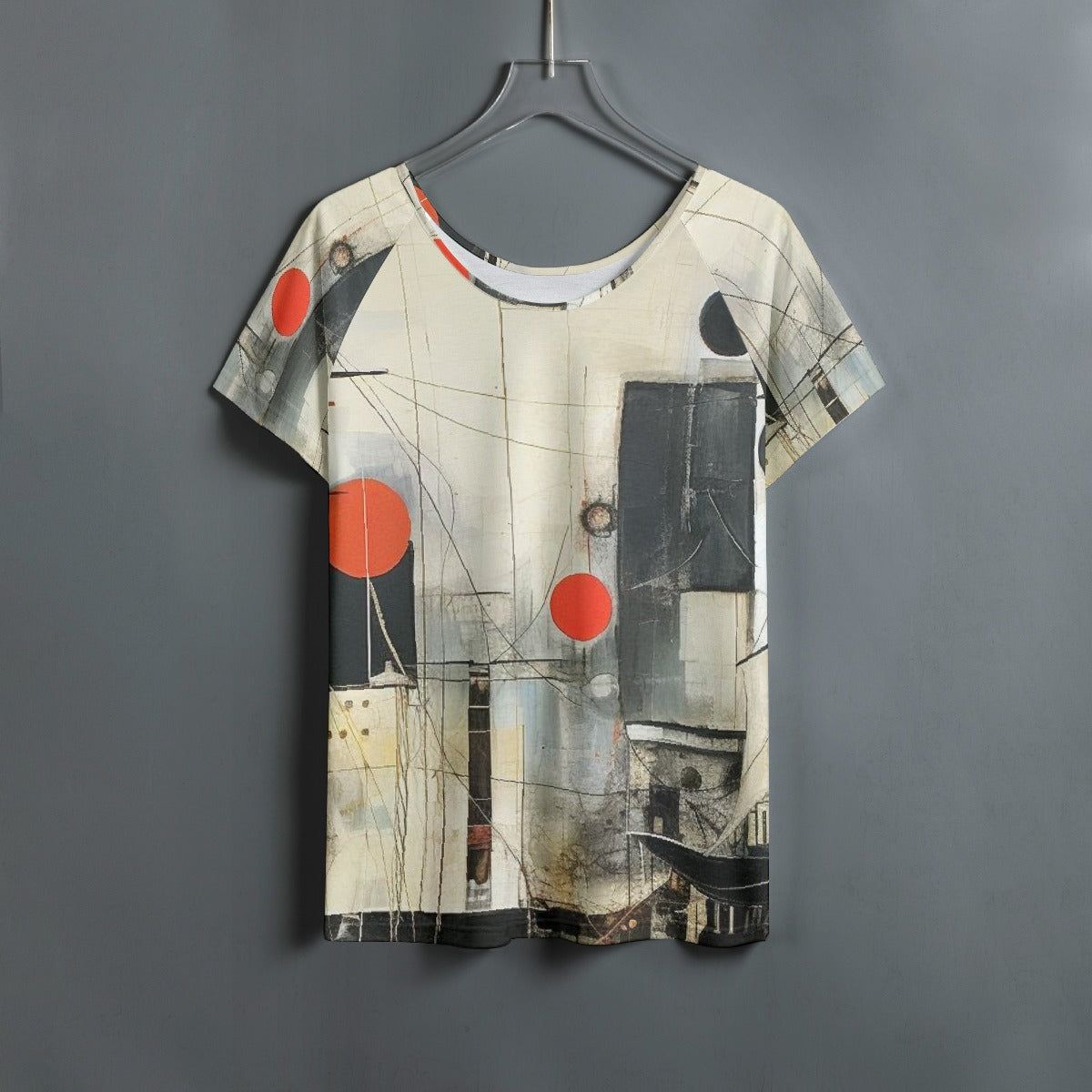 All-Over Print Women's Round Neck T-shirt With Raglan Sleeve