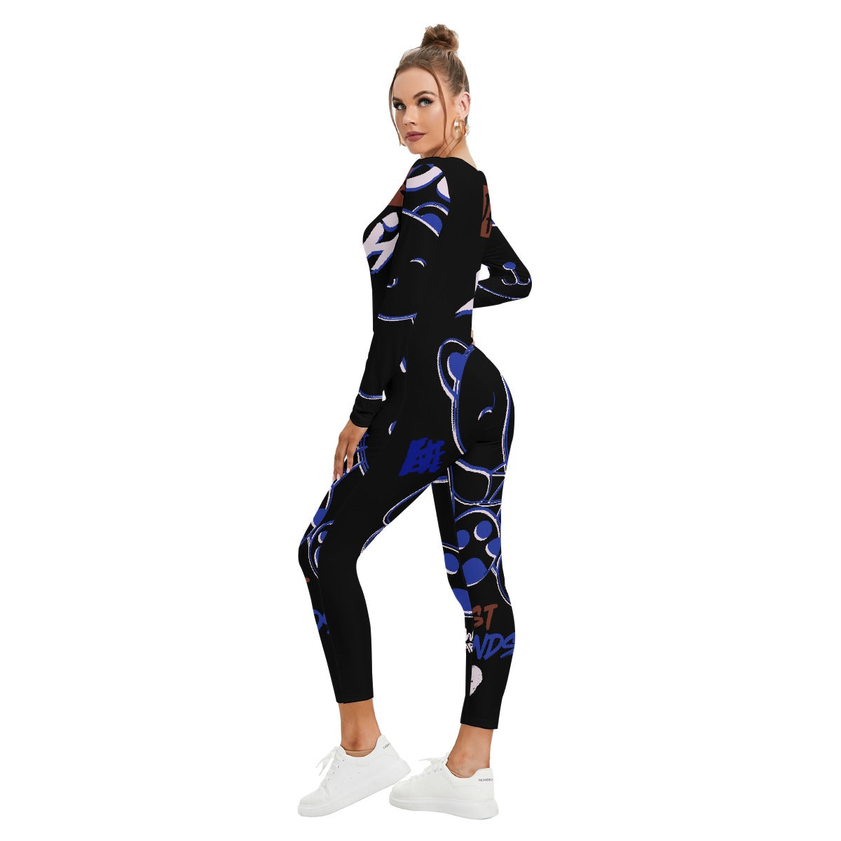 All-Over Print Women's Plunging Neck Jumpsuit
