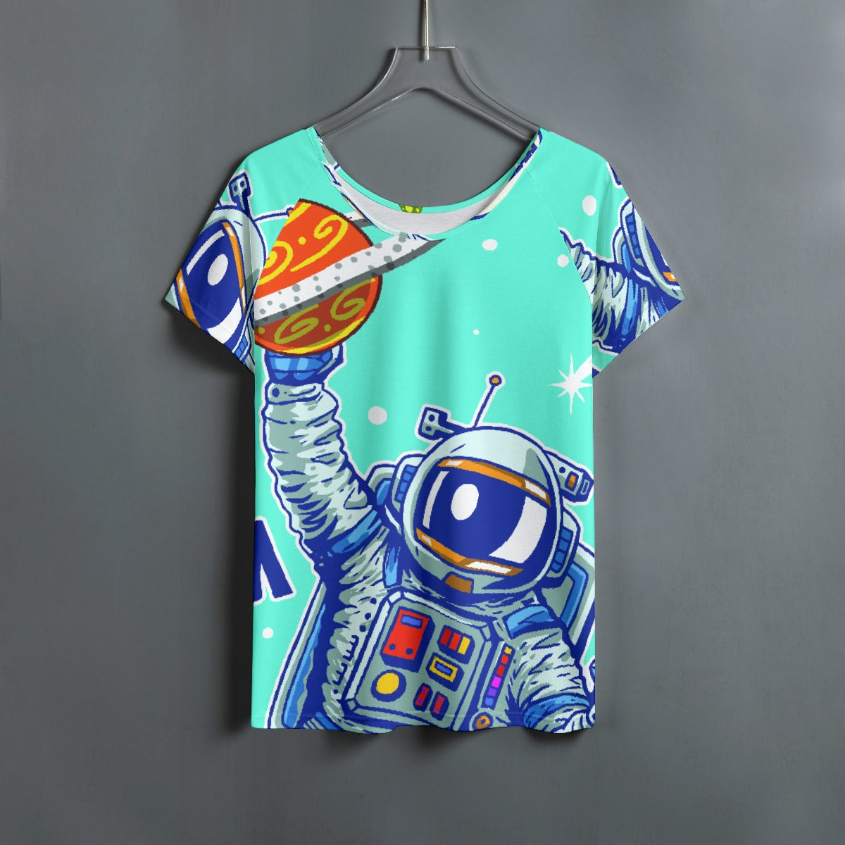 All-Over Print Women's Round Neck T-shirt With Raglan Sleeve